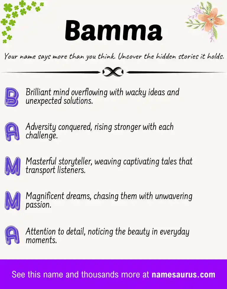 Acrostic poem about Bamma.