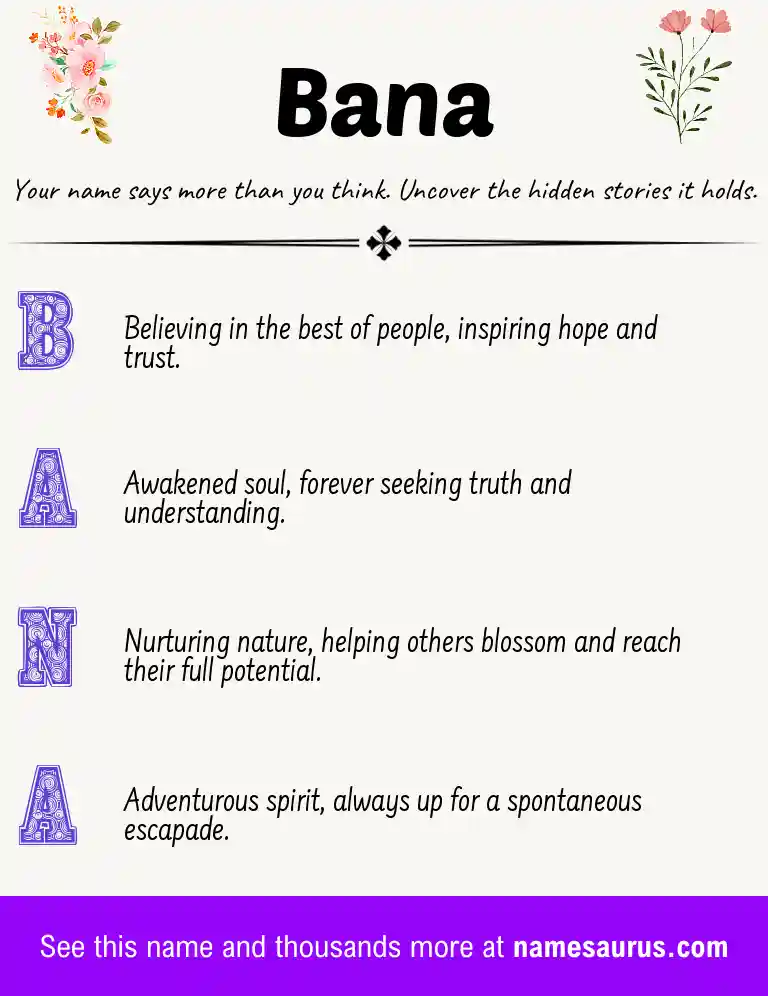 Acrostic poem about Bana.