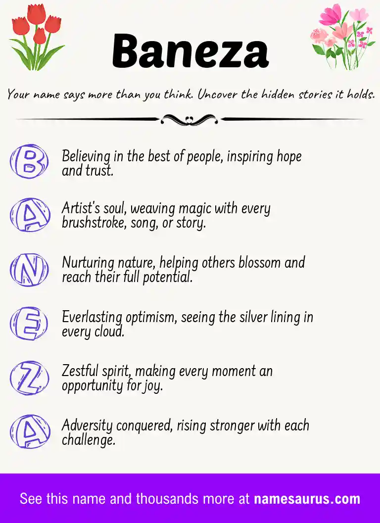 Acrostic poem about Baneza.