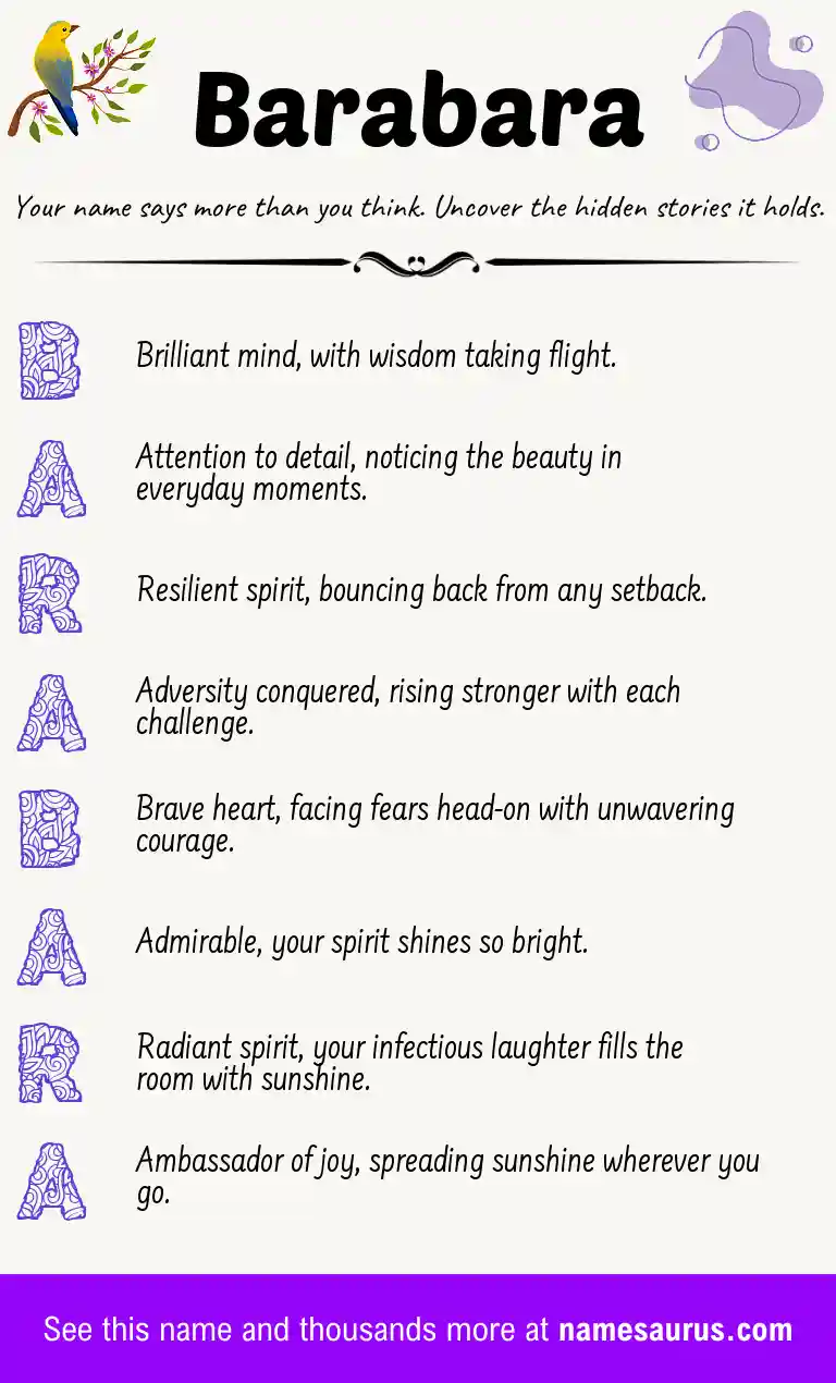 Acrostic poem about Barabara.