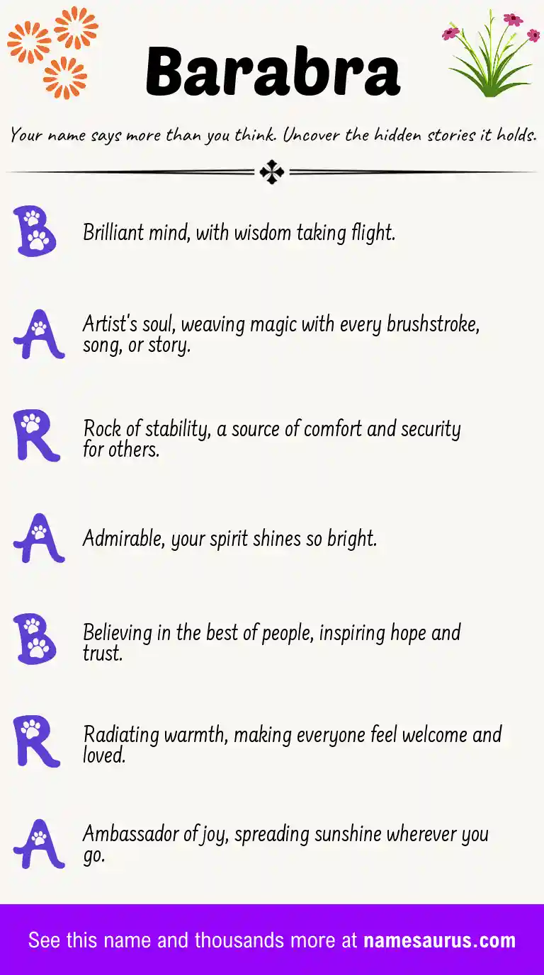 Acrostic poem about Barabra.