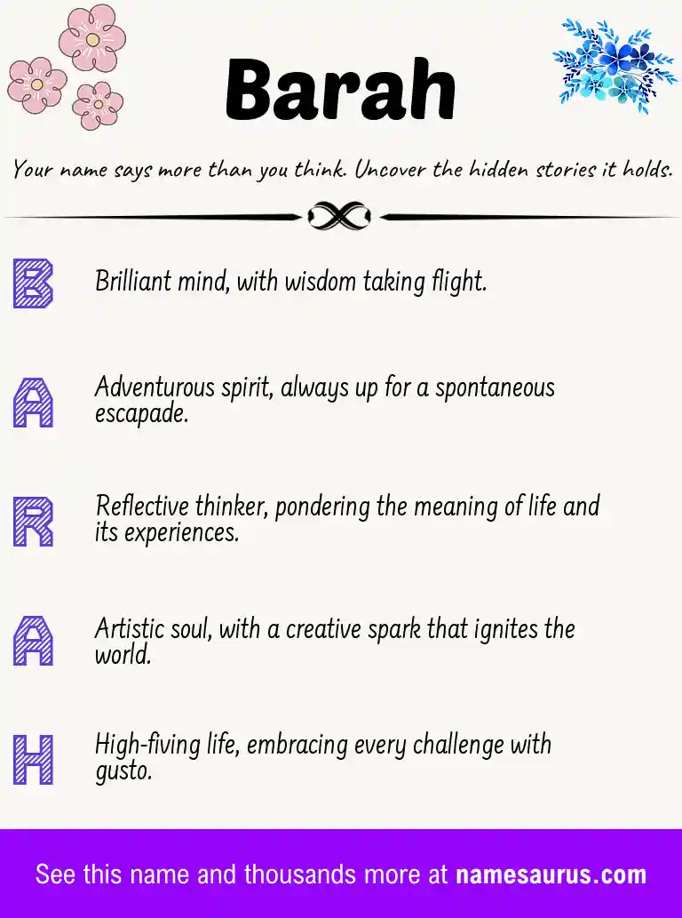 Acrostic poem about Barah.