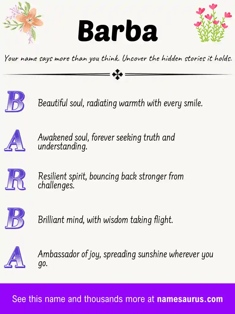 Acrostic poem about Barba.