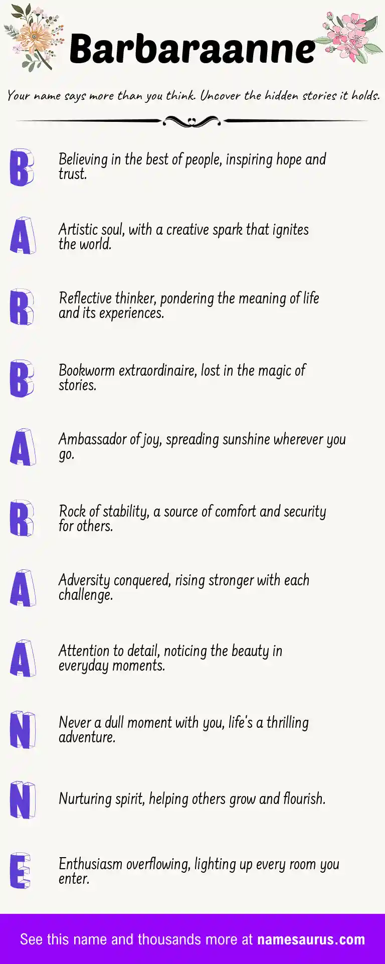 Acrostic poem about Barbaraanne.