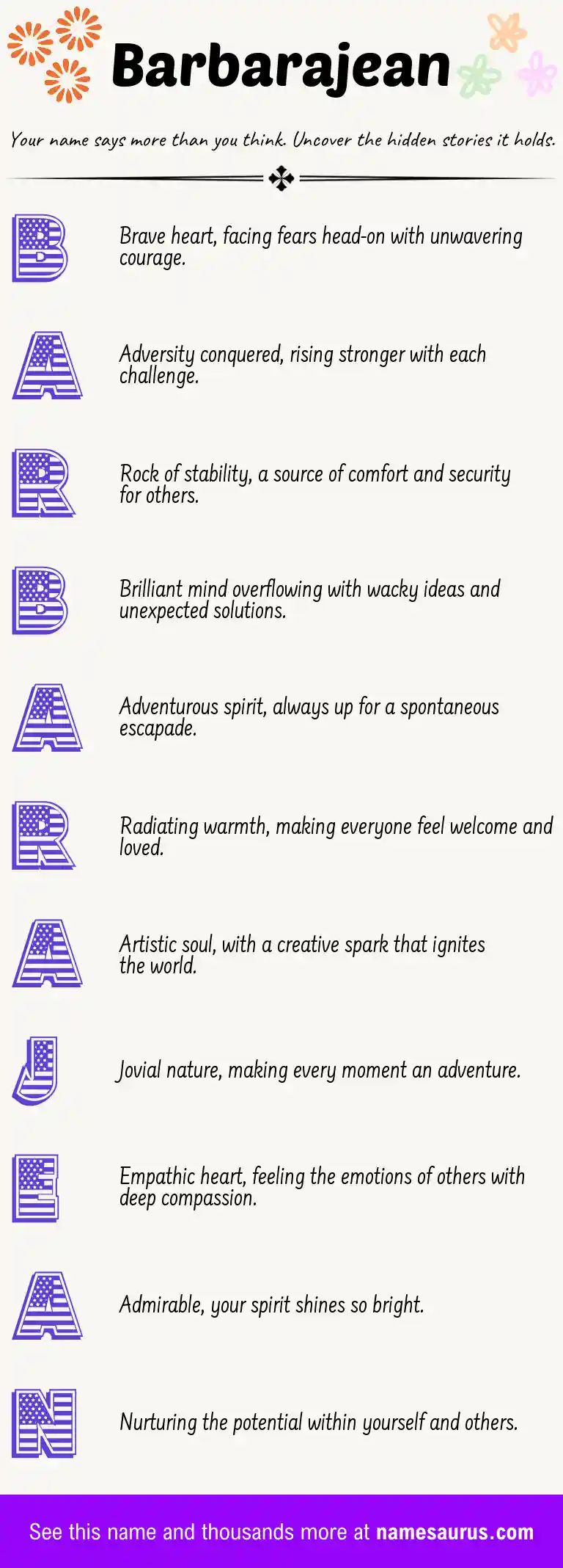 Acrostic poem about Barbarajean.