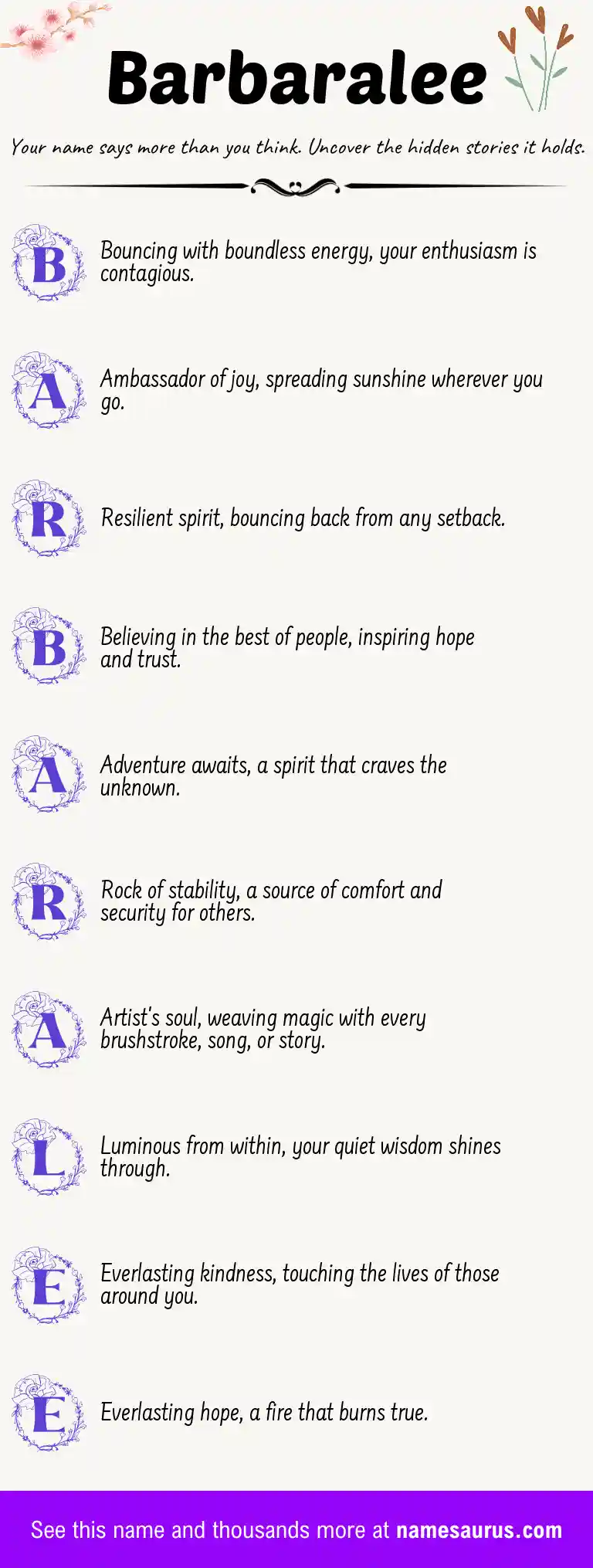 Acrostic poem about Barbaralee.