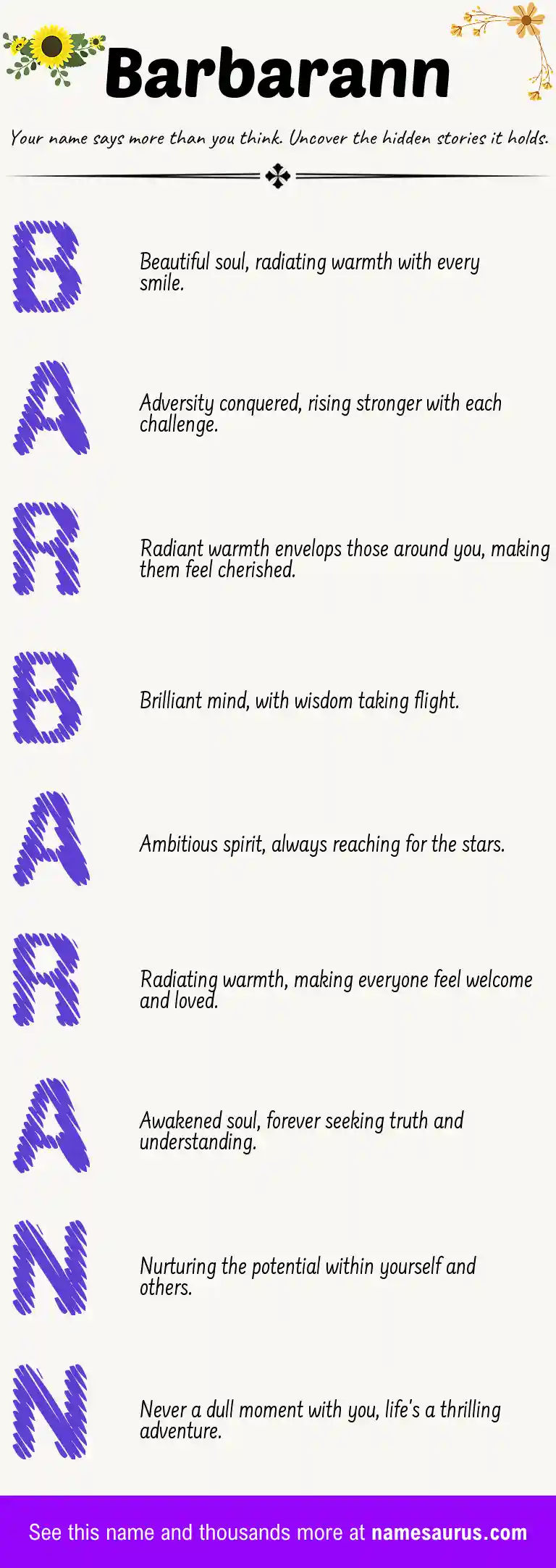Acrostic poem about Barbarann.
