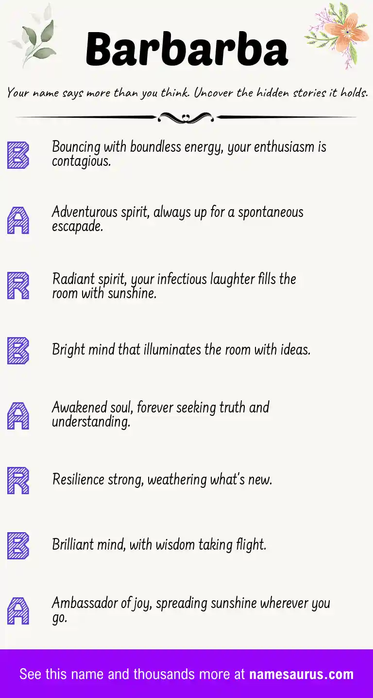 Acrostic poem about Barbarba.