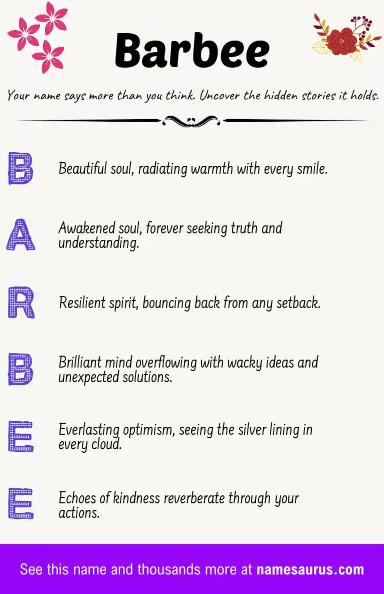 Acrostic poem about Barbee.