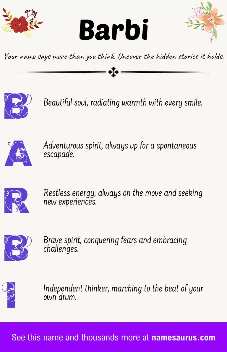 Acrostic poem about Barbi.