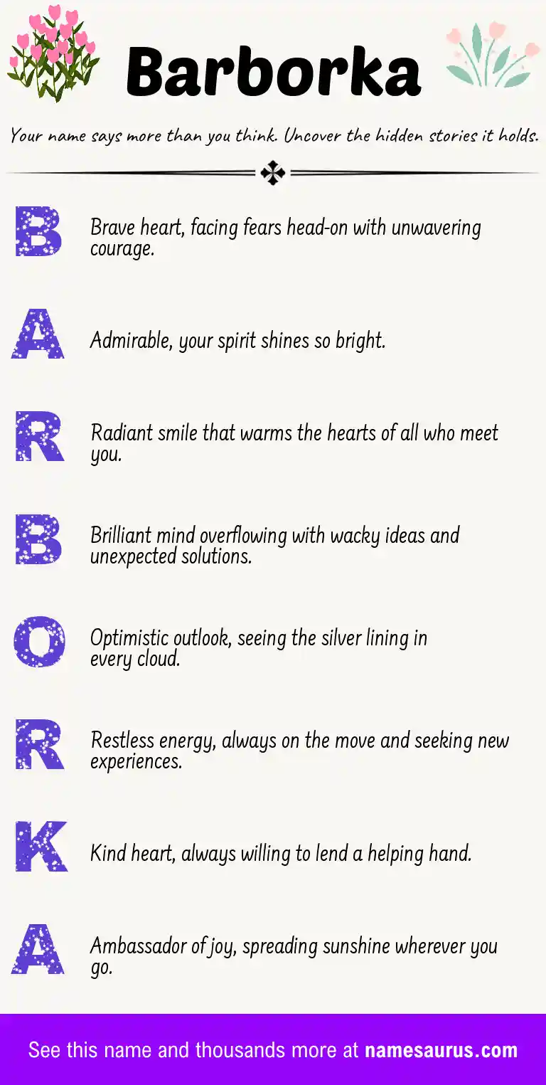 Acrostic poem about Barborka.