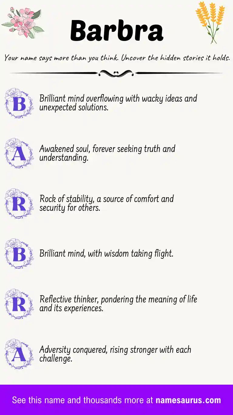 Acrostic poem about Barbra.