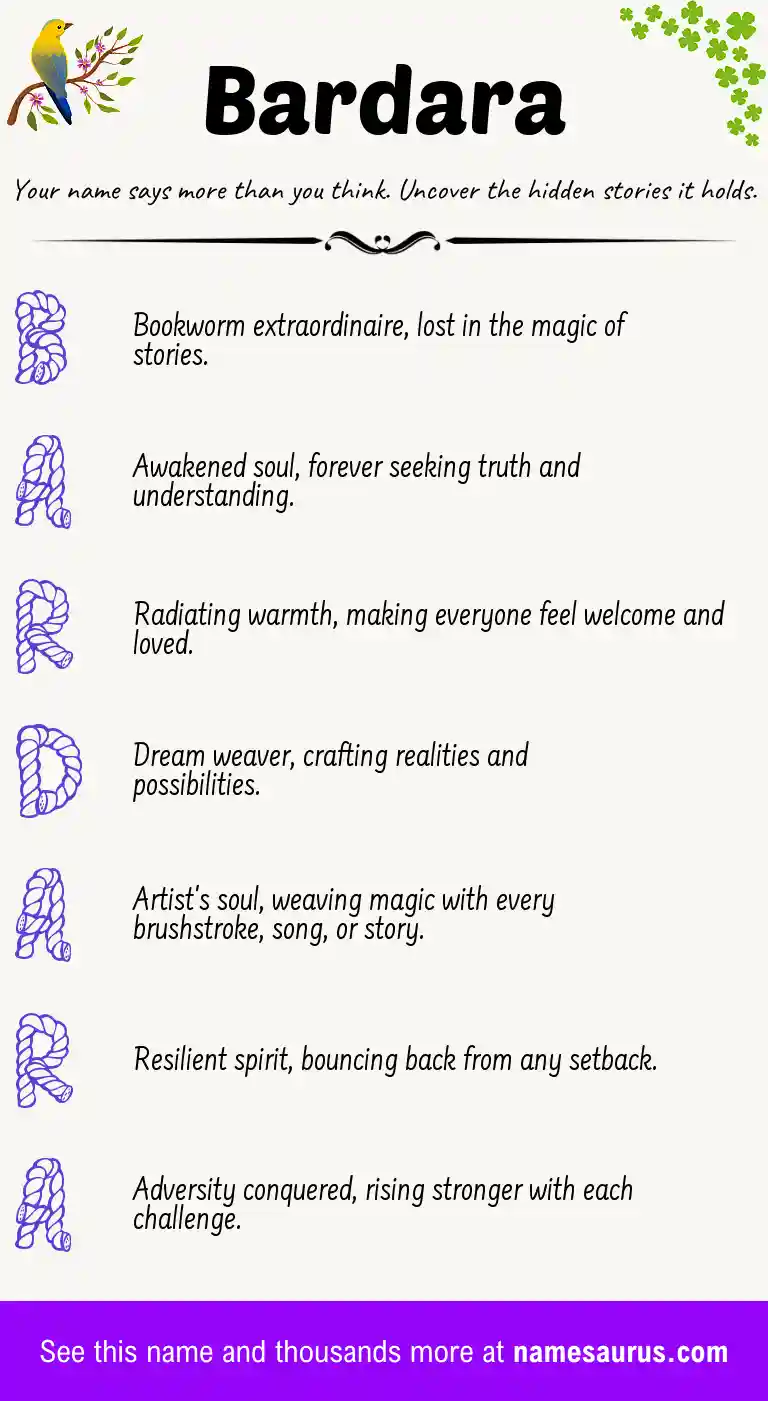 Acrostic poem about Bardara.
