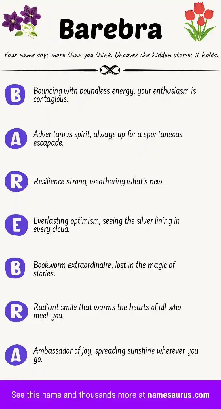 Acrostic poem about Barebra.
