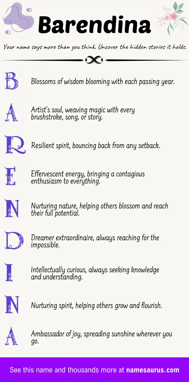 Acrostic poem about Barendina.
