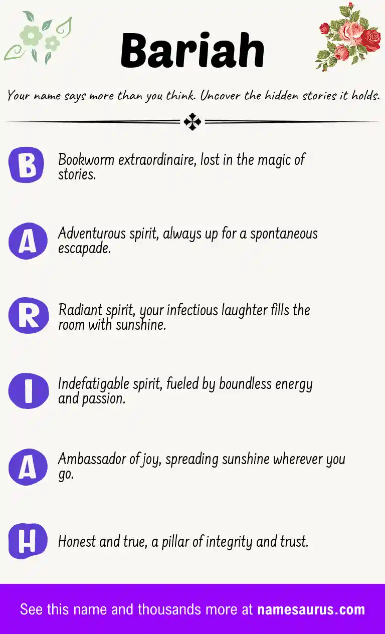 Acrostic poem about Bariah.