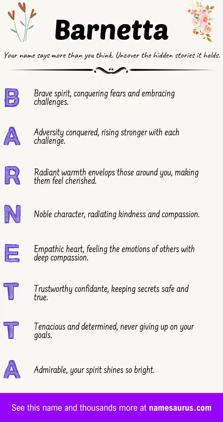 Acrostic poem about Barnetta.