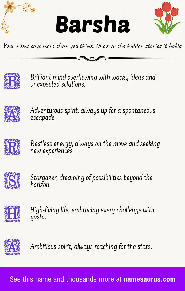 Acrostic poem about Barsha.