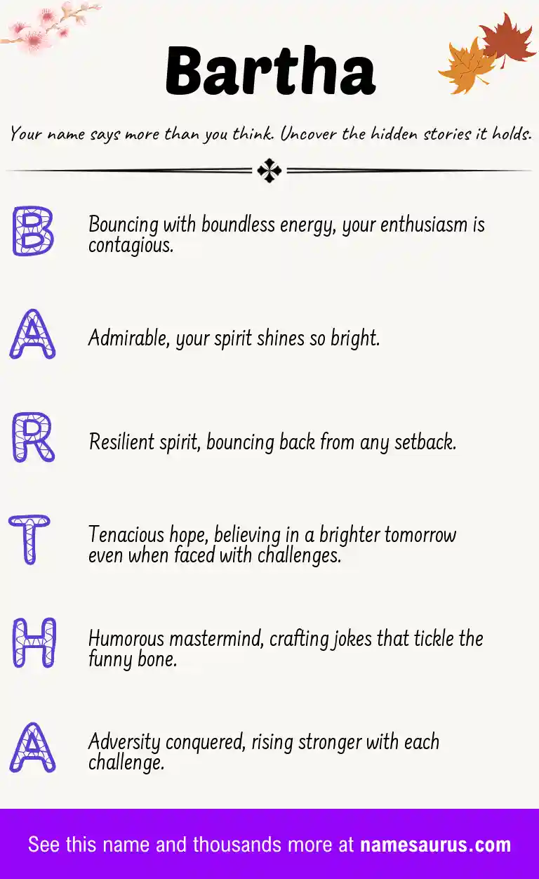Acrostic poem about Bartha.