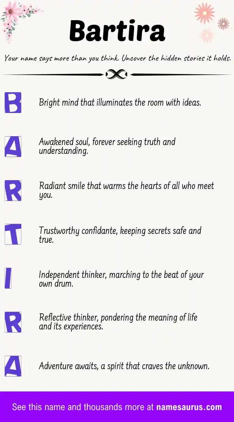 Acrostic poem about Bartira.