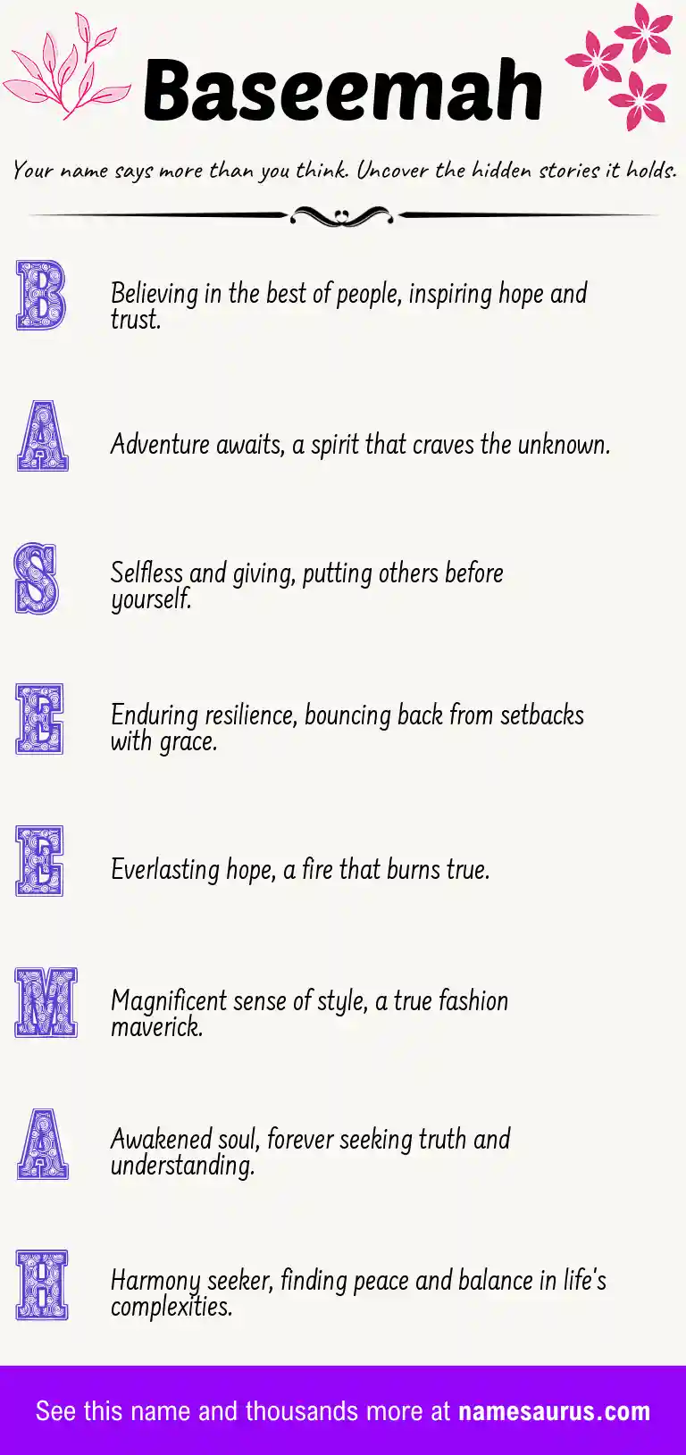 Acrostic poem about Baseemah.
