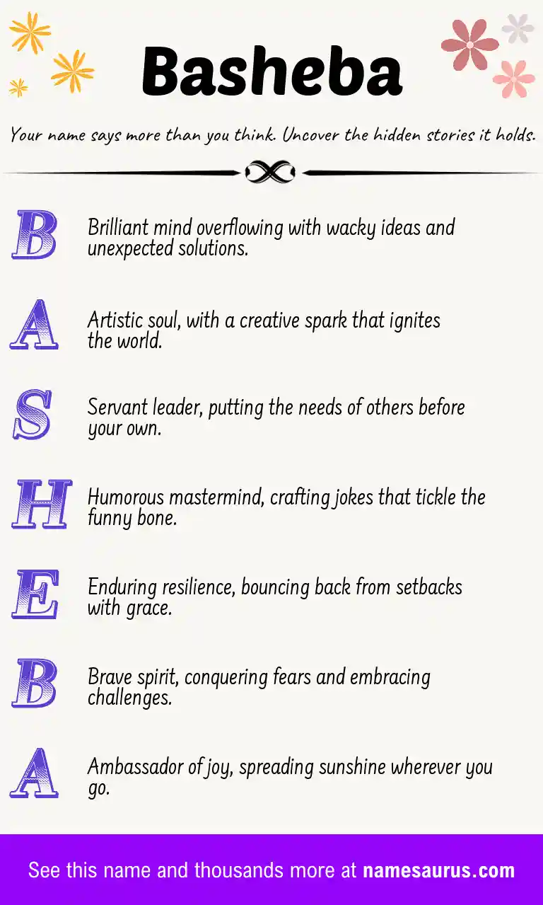 Acrostic poem about Basheba.