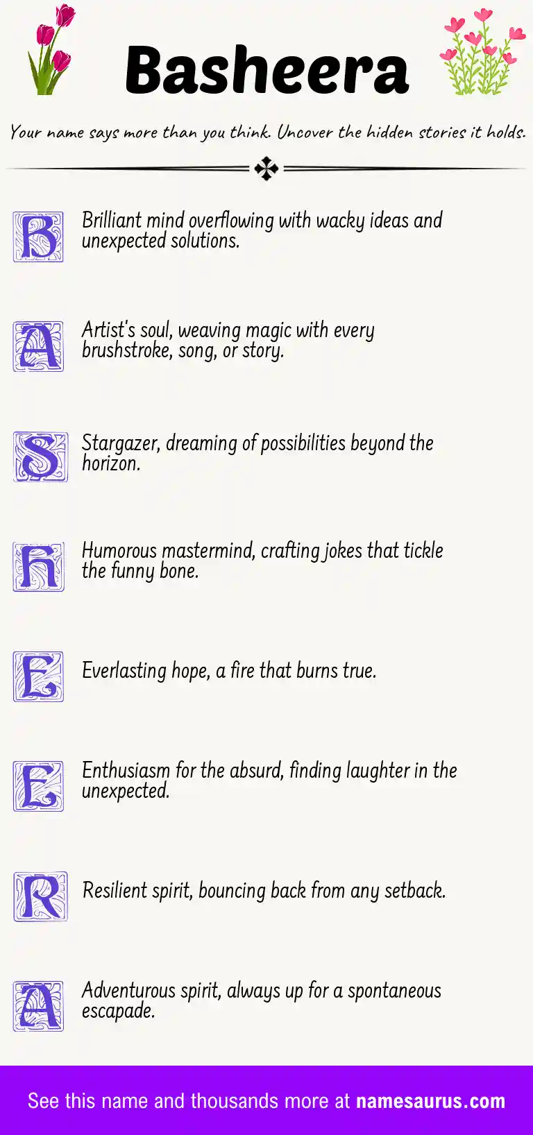 Acrostic poem about Basheera.