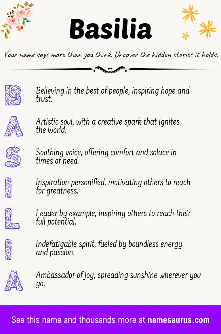 Acrostic poem about Basilia.
