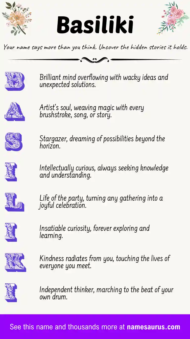 Acrostic poem about Basiliki.