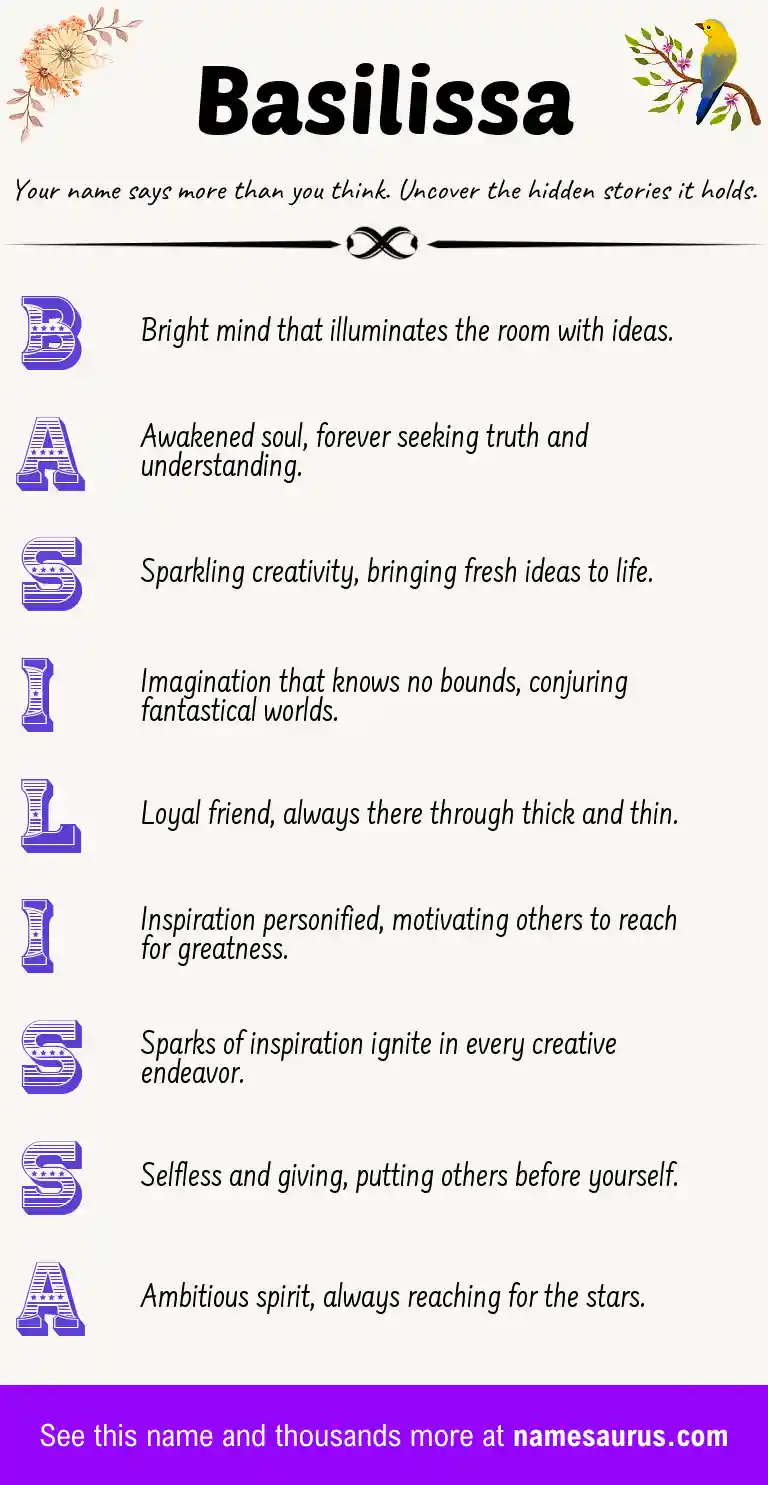 Acrostic poem about Basilissa.