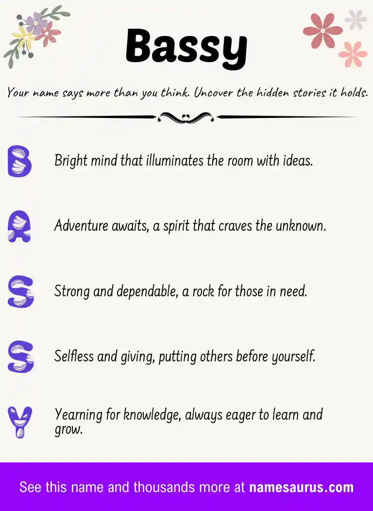 Acrostic poem about Bassy.