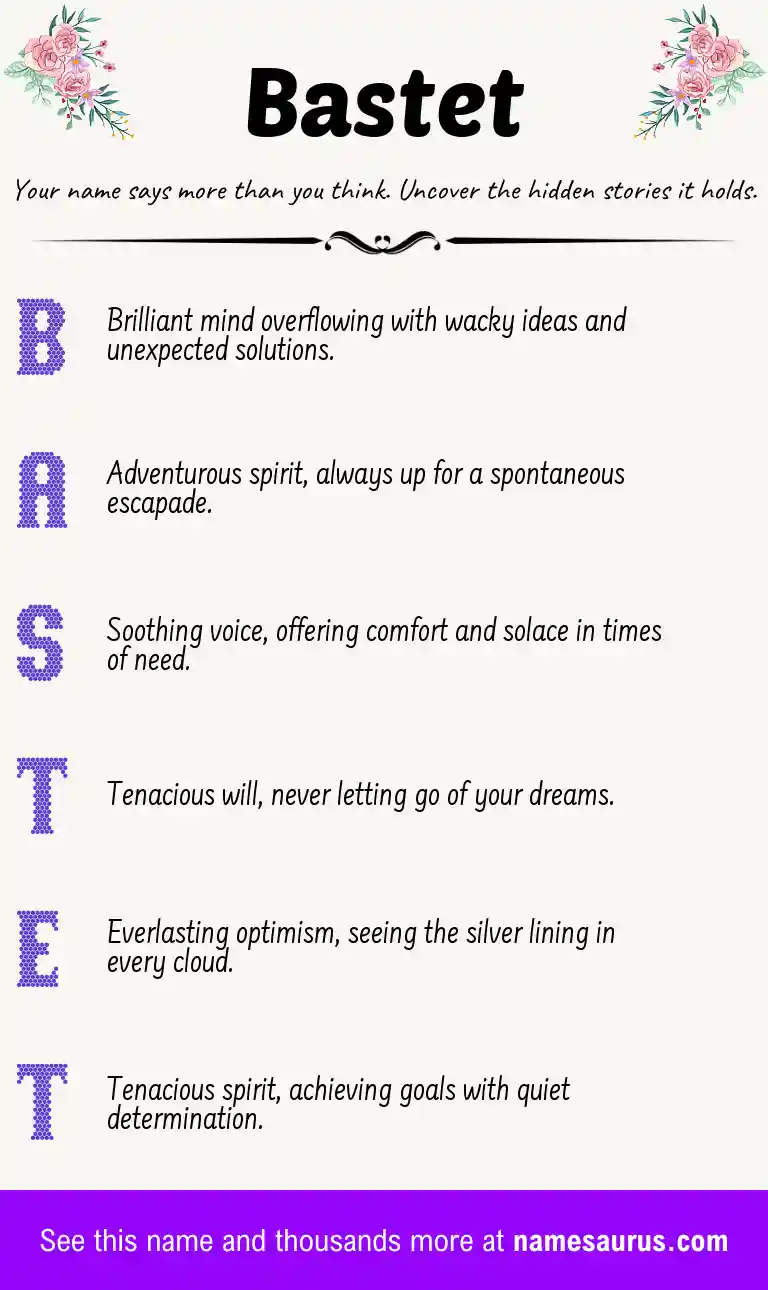 Acrostic poem about Bastet.