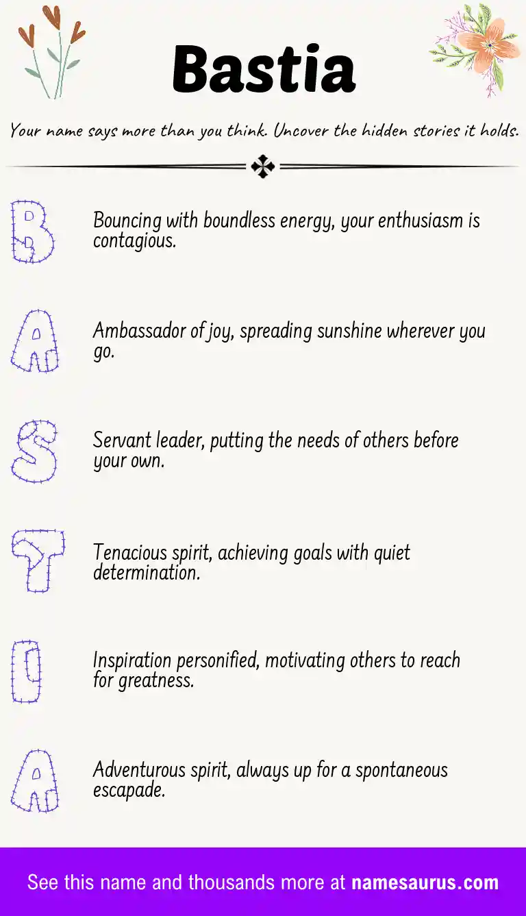 Acrostic poem about Bastia.