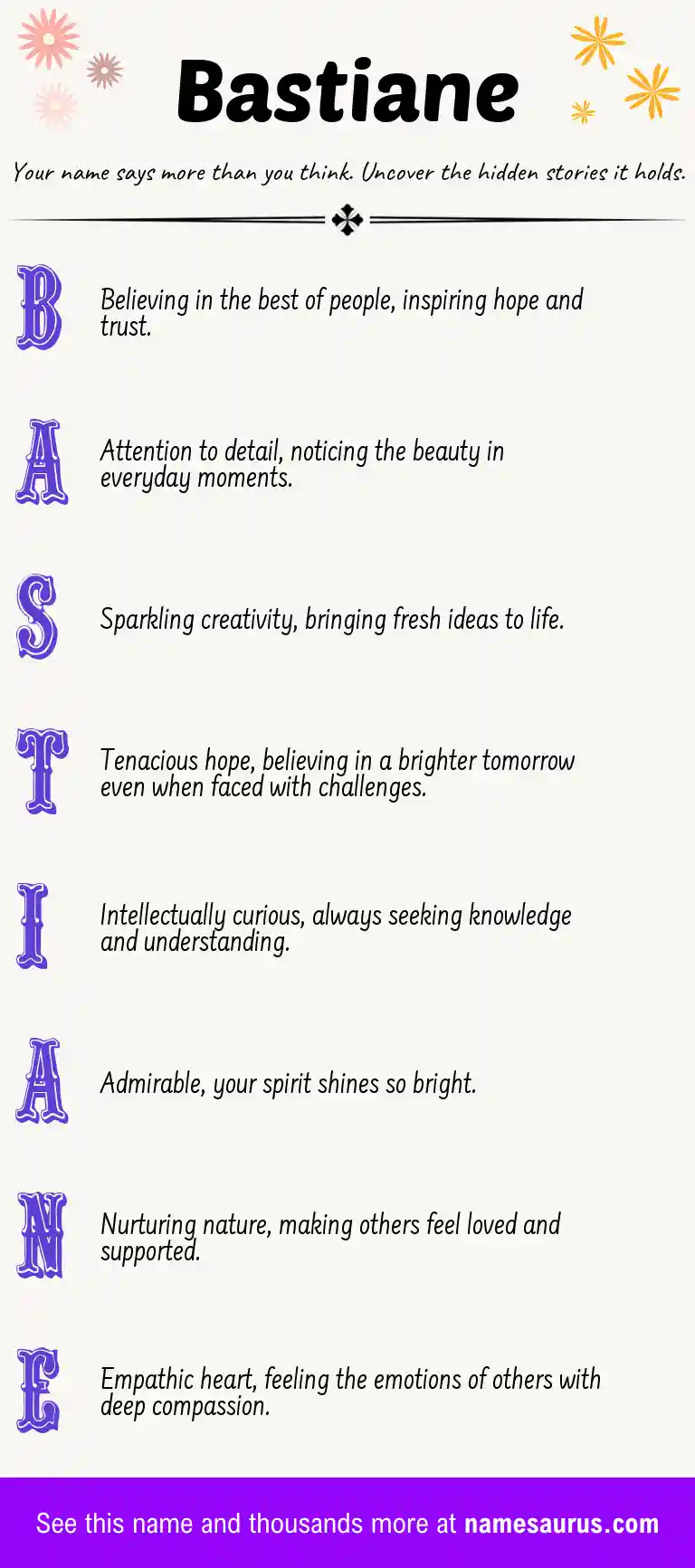 Acrostic poem about Bastiane.