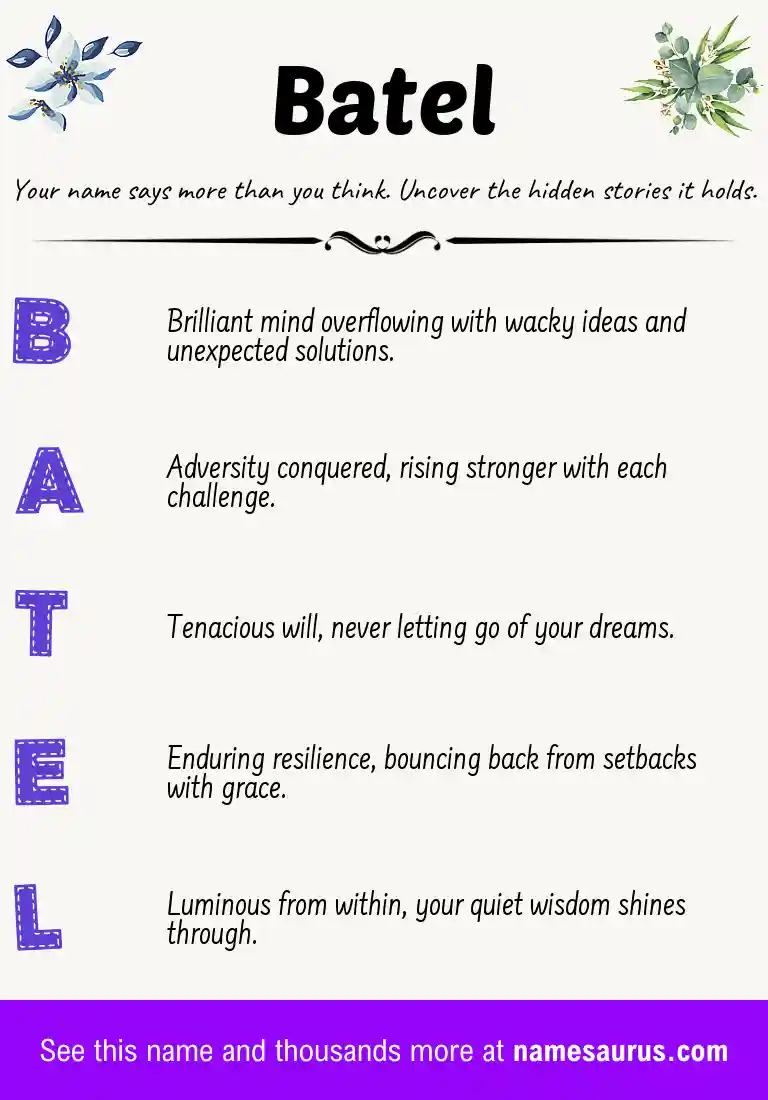 Acrostic poem about Batel.