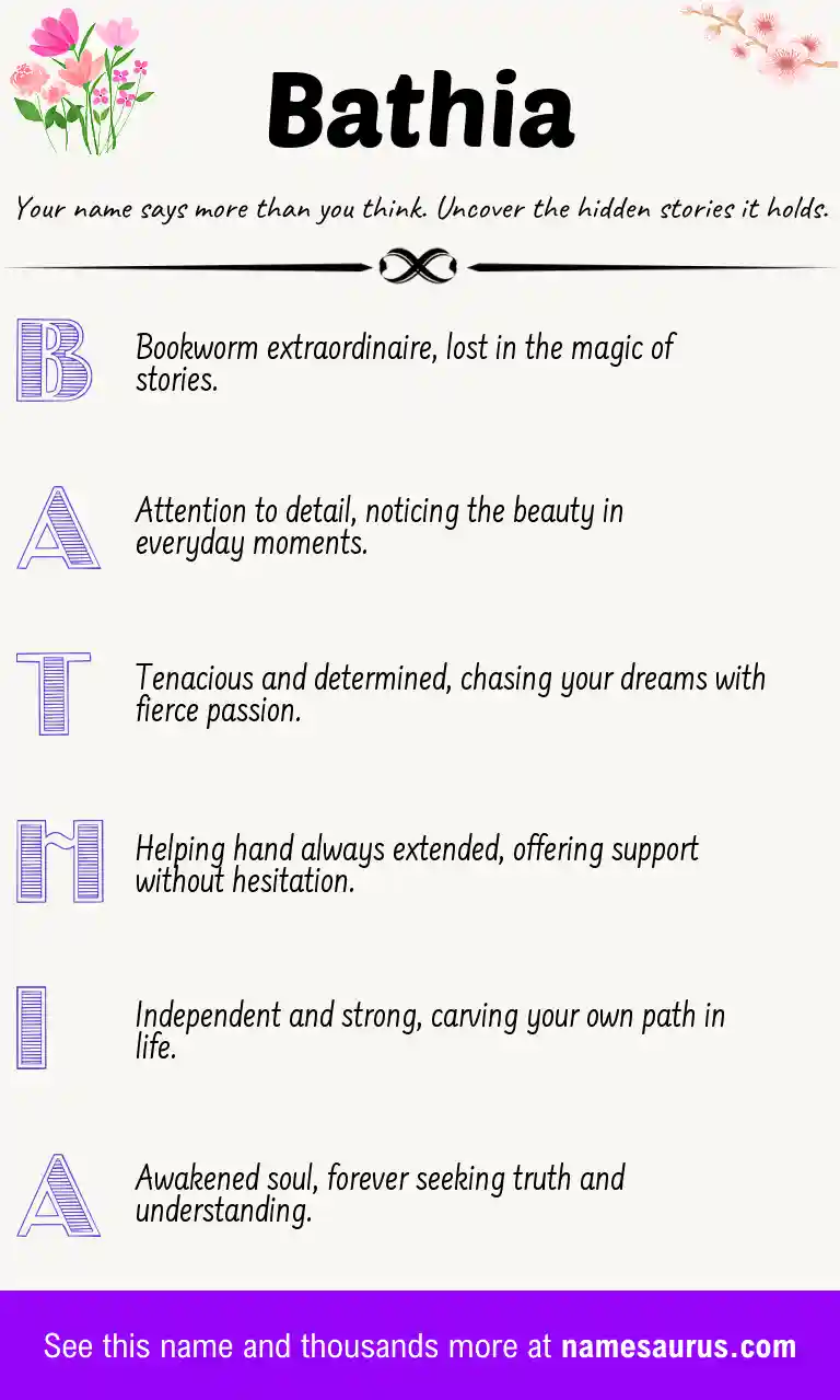 Acrostic poem about Bathia.