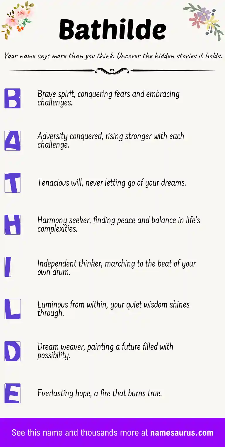 Acrostic poem about Bathilde.