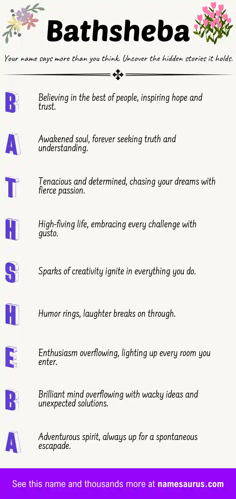 Acrostic poem about Bathsheba.