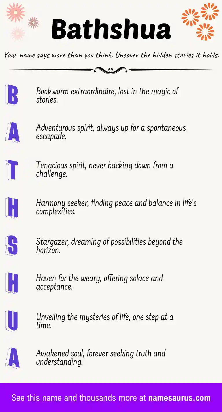 Acrostic poem about Bathshua.