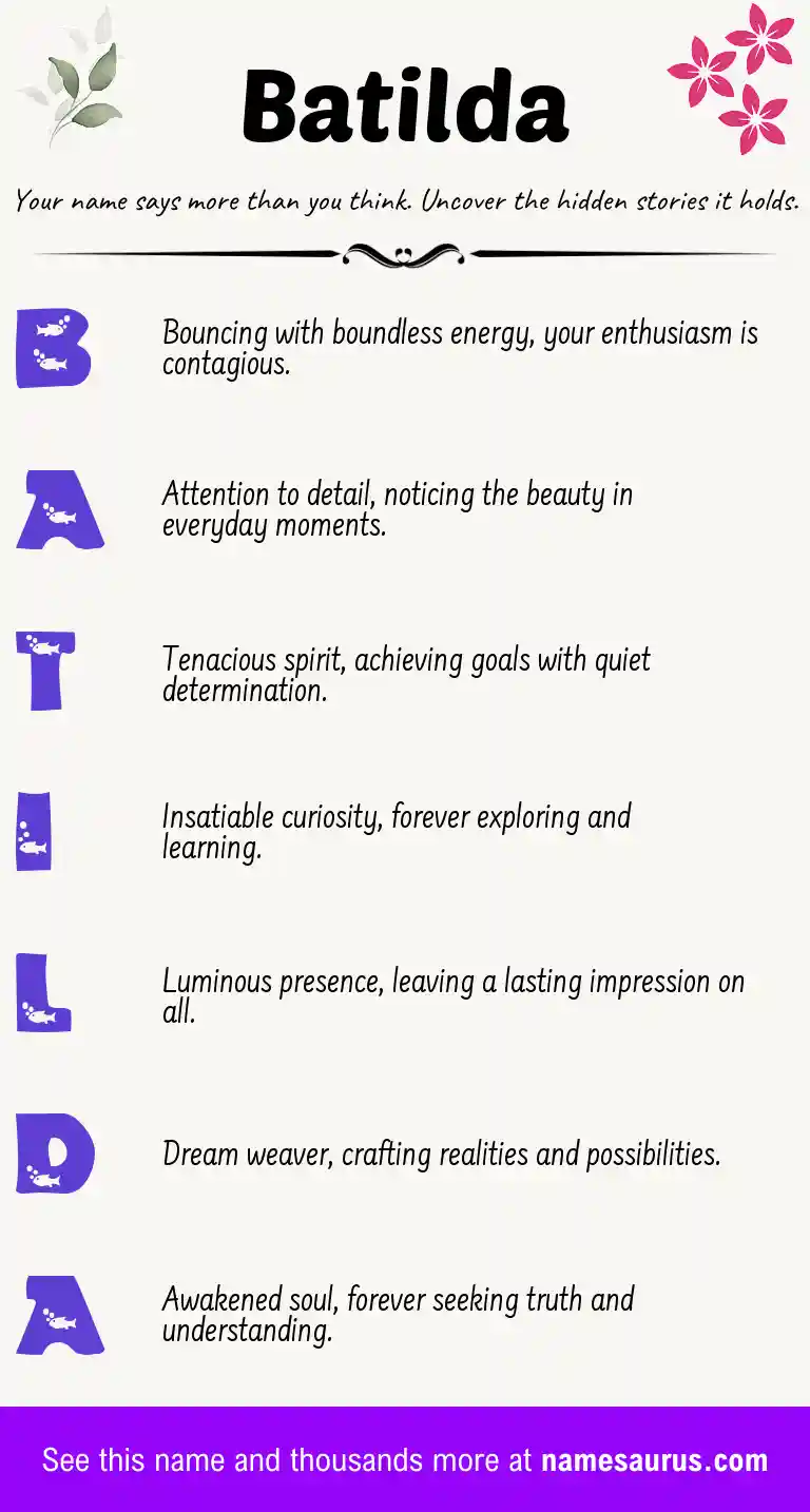 Acrostic poem about Batilda.