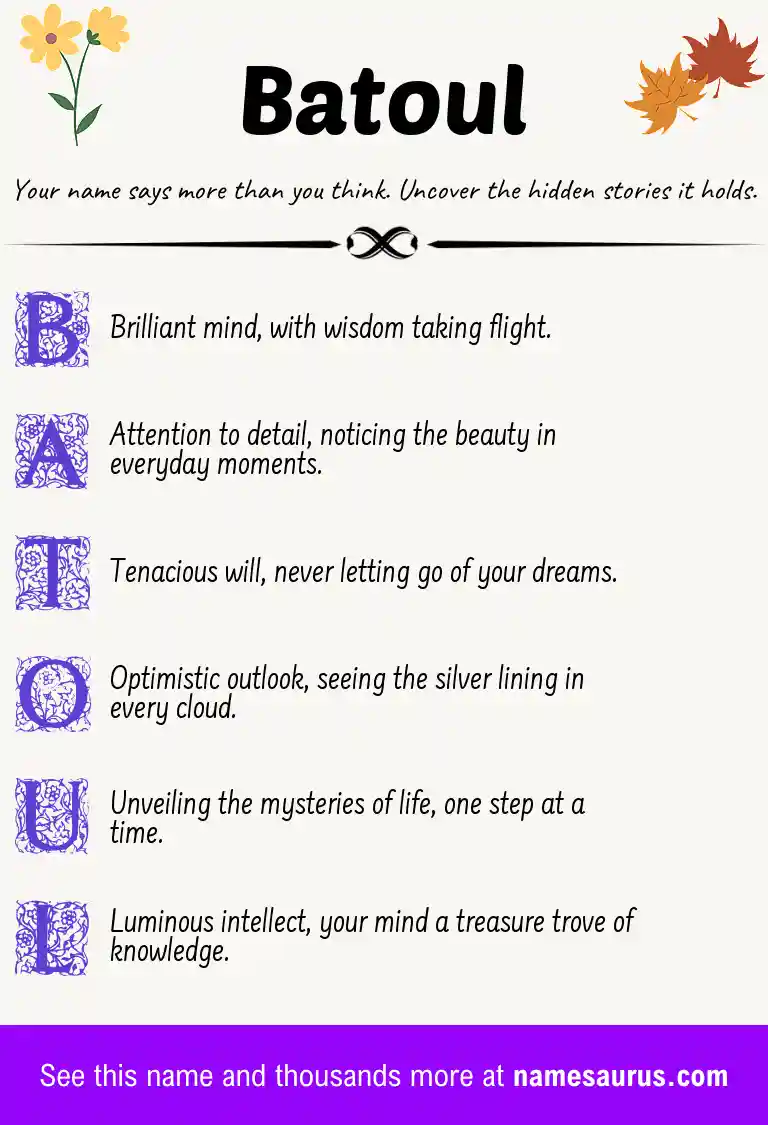 Acrostic poem about Batoul.