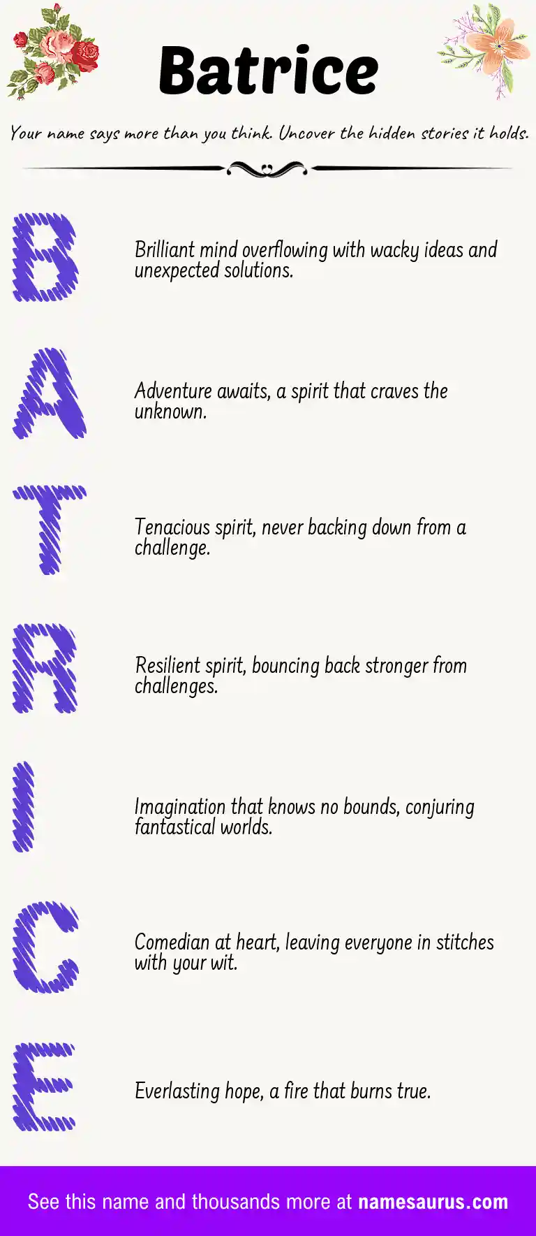 Acrostic poem about Batrice.