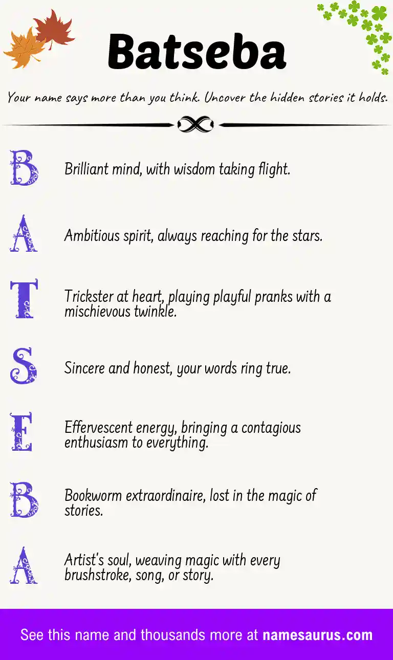 Acrostic poem about Batseba.