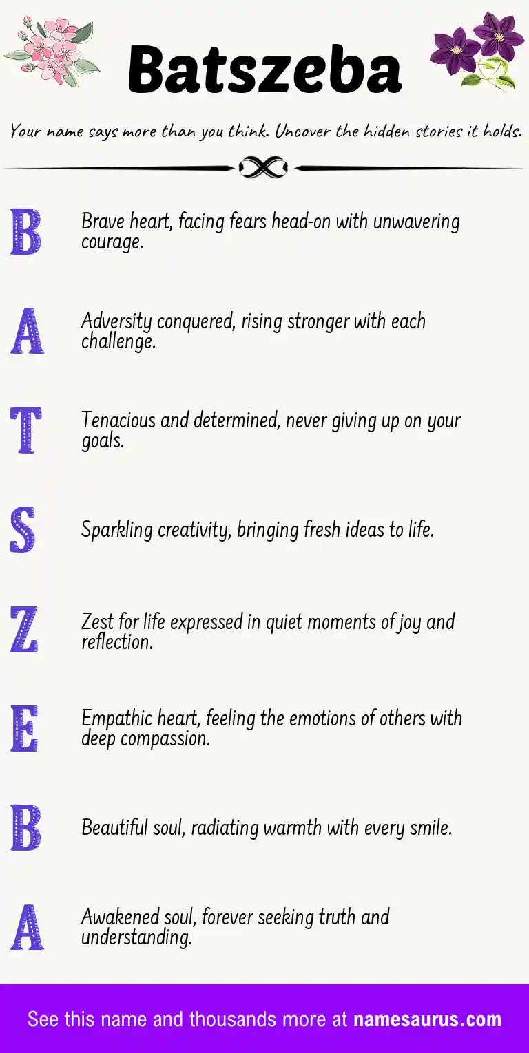 Acrostic poem about Batszeba.