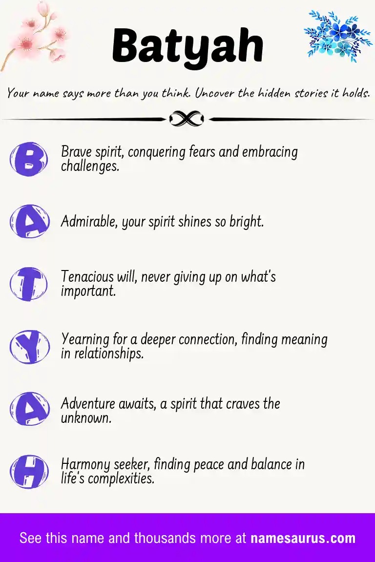 Acrostic poem about Batyah.
