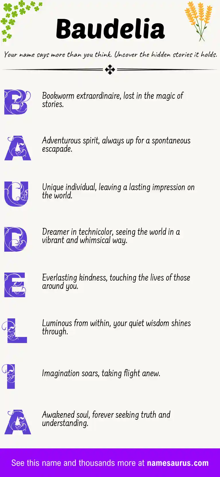 Acrostic poem about Baudelia.