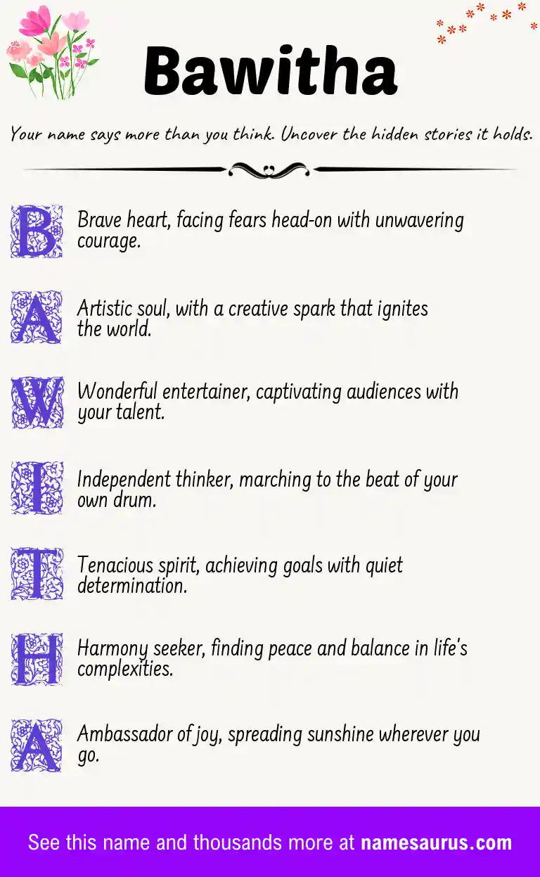 Acrostic poem about Bawitha.