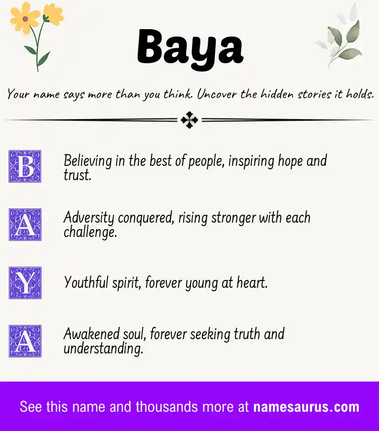 Acrostic poem about Baya.