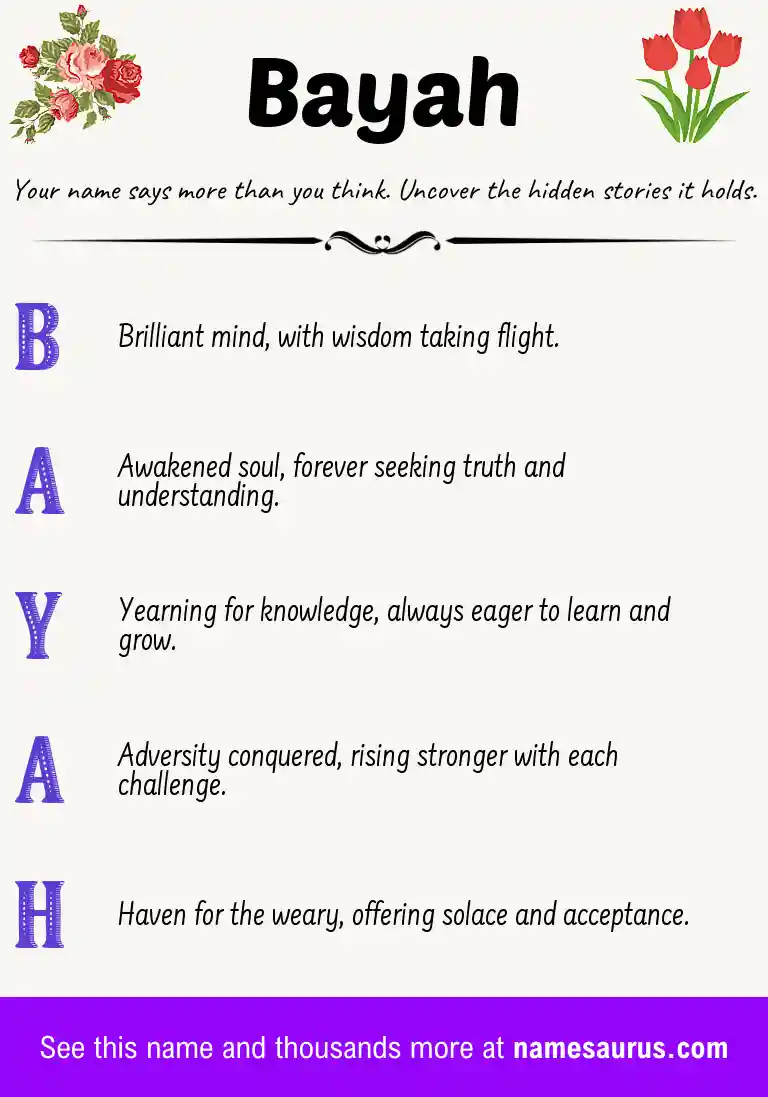 Acrostic poem about Bayah.