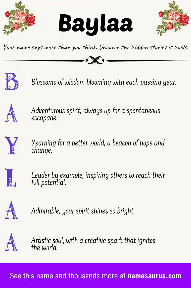 Acrostic poem about Baylaa.